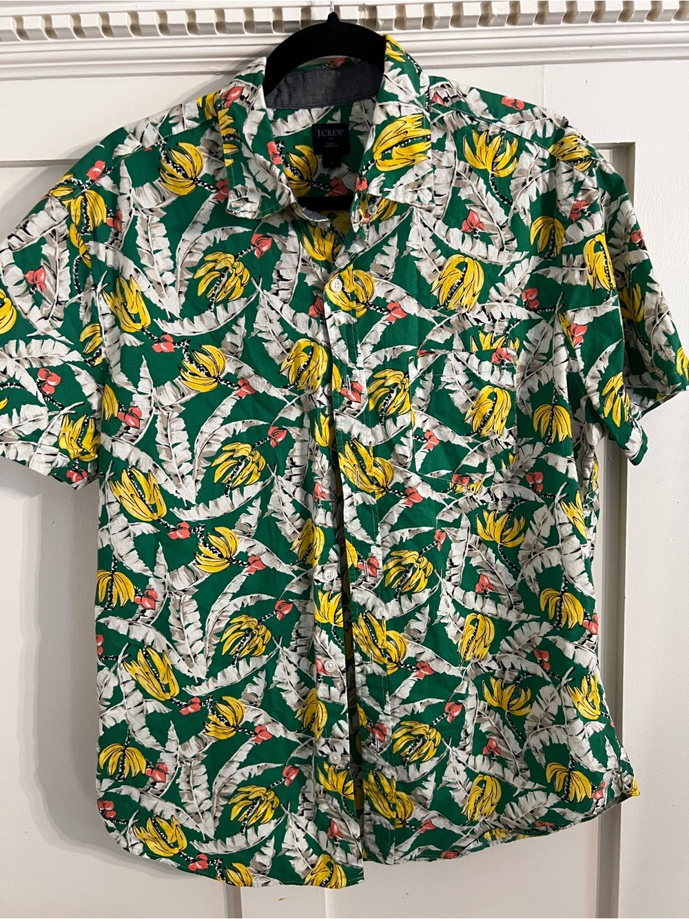 J. Crew Mens Shirt Large Button Banana Leaf Print Resort Vacation Tropical